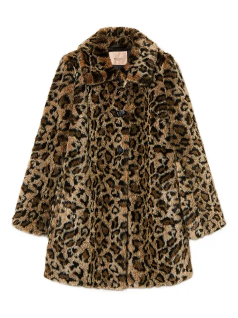TWINSET leopard-print faux-fur coat