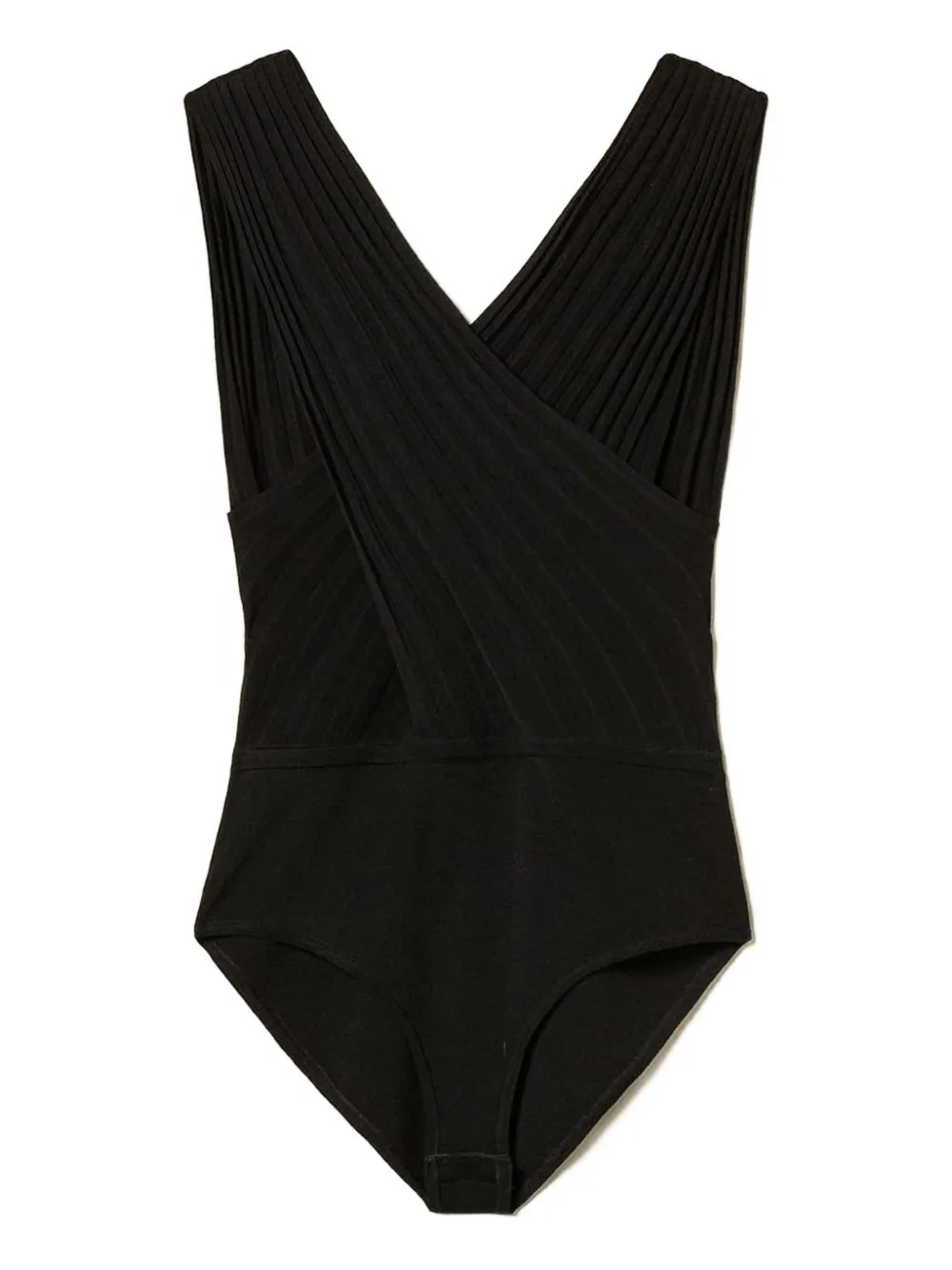 Twinset V-neck Ribbed Bodysuit In Black