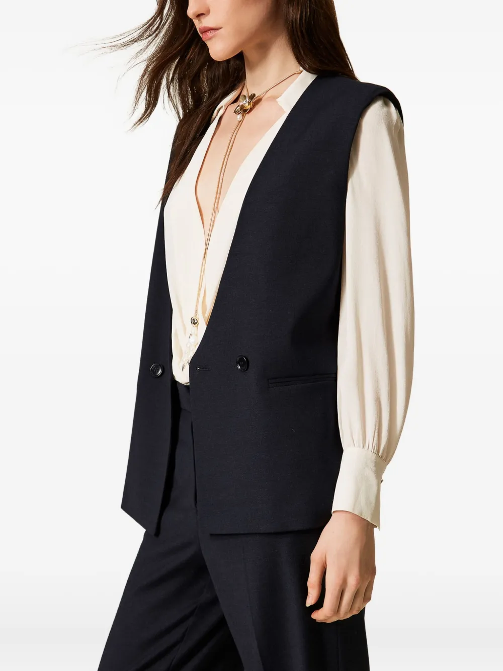 TWINSET Gilet met dubbele rij knopen Blauw