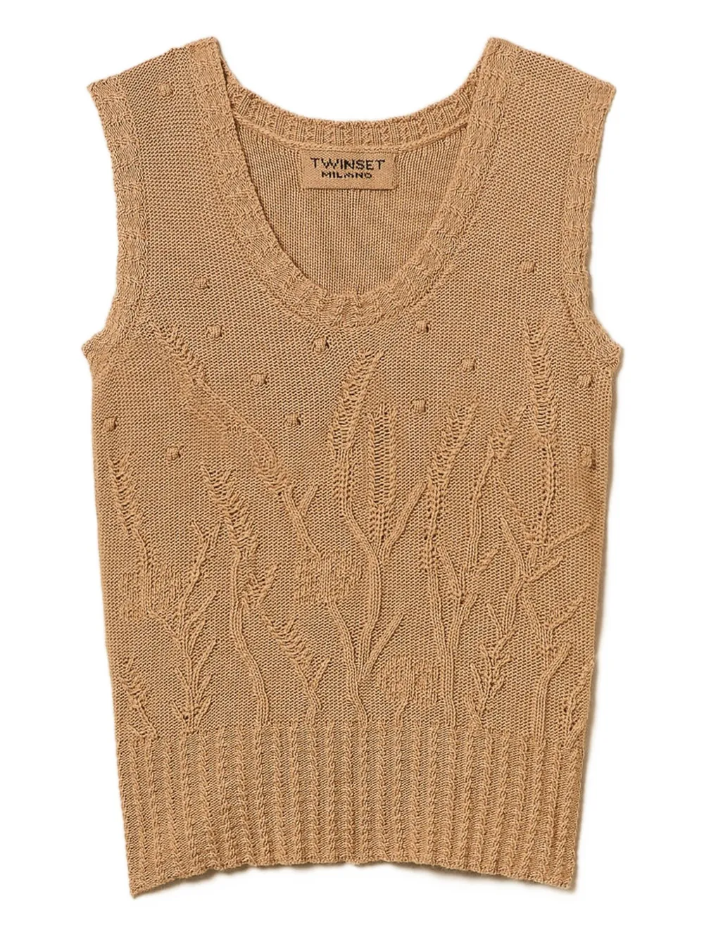 TWINSET Kabelgebreide top met bloemenprint Bruin