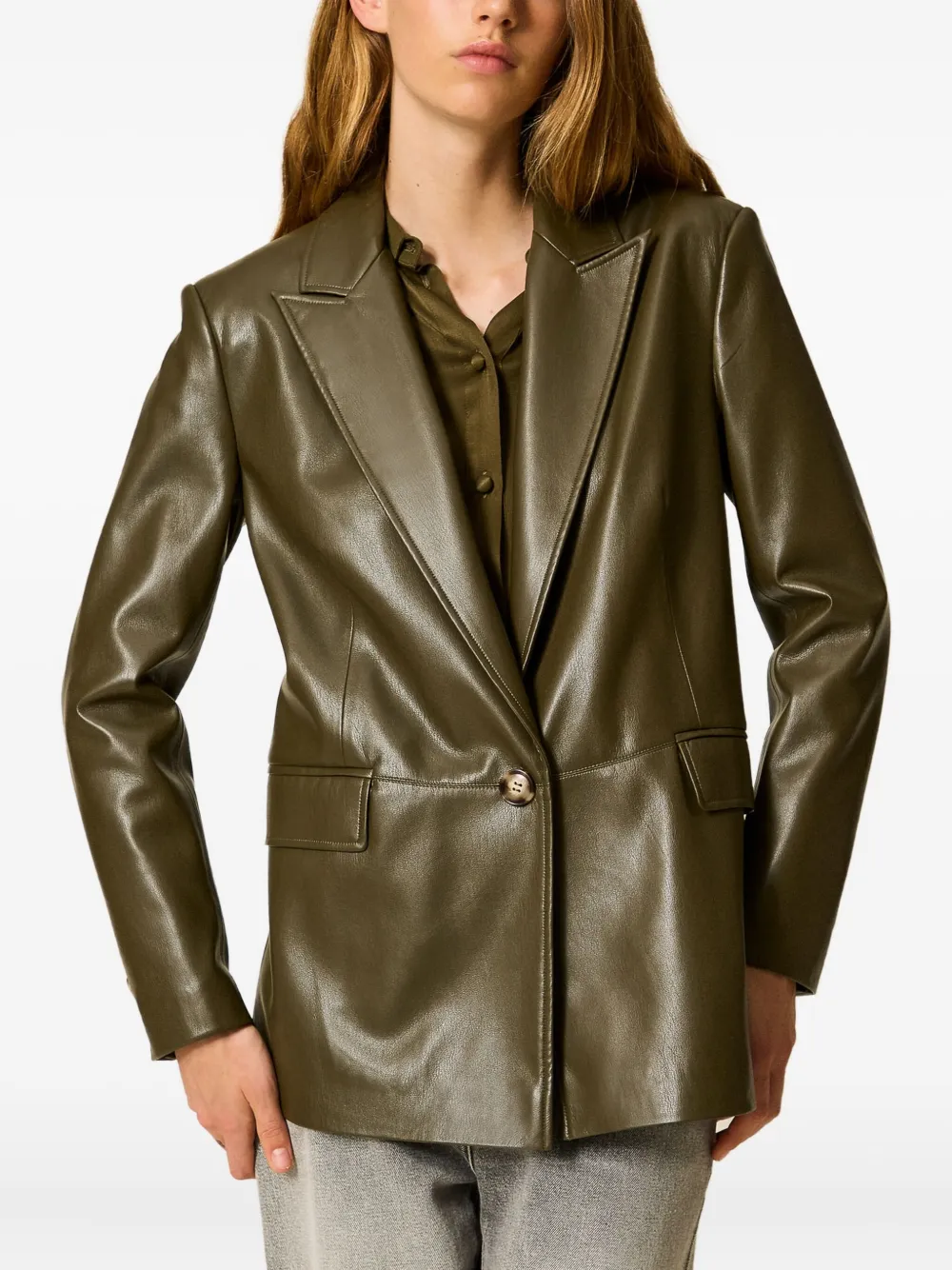 TWINSET Blazer met puntige revers en enkele knoop Groen