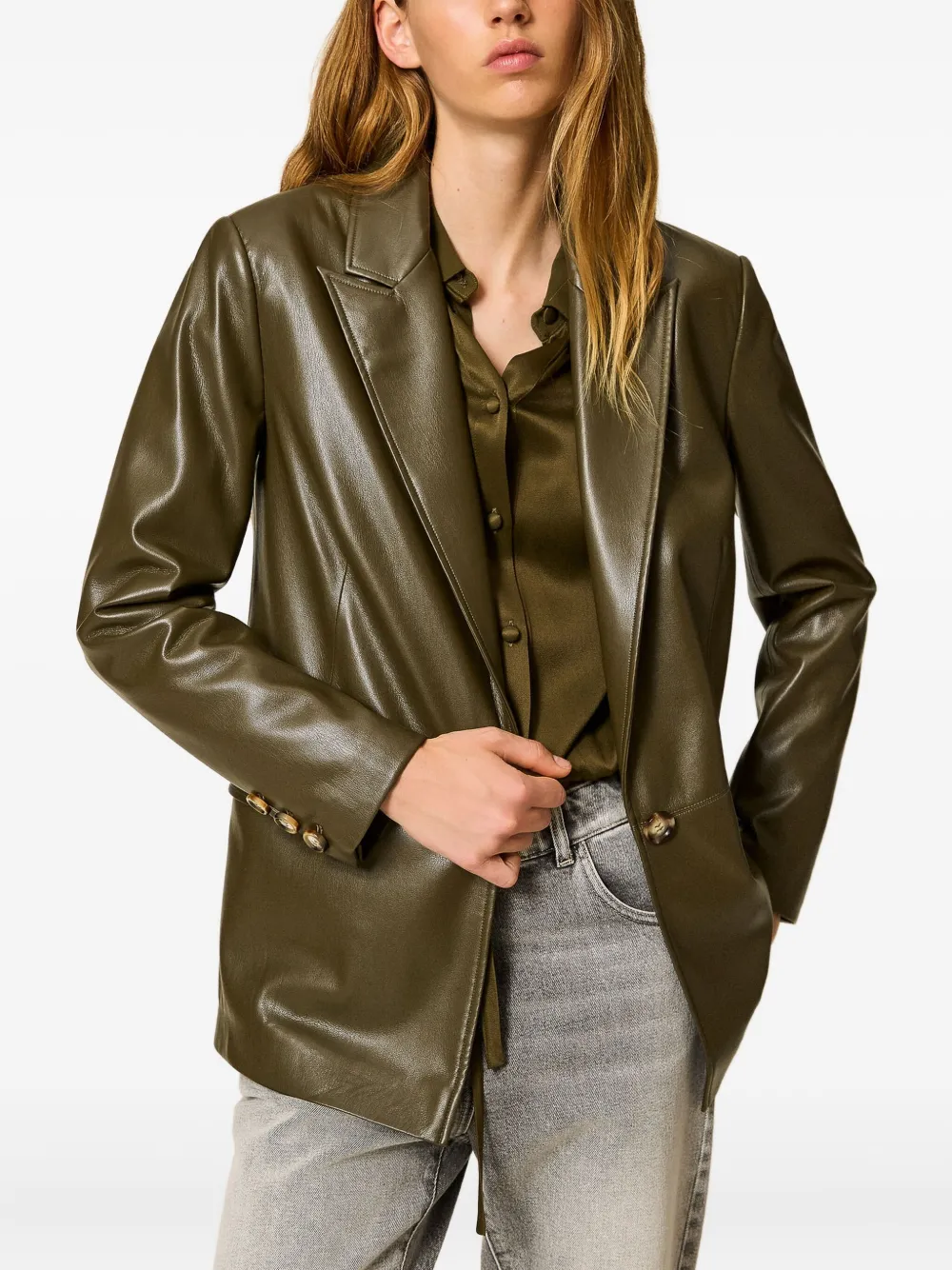 TWINSET Blazer met puntige revers en enkele knoop Groen