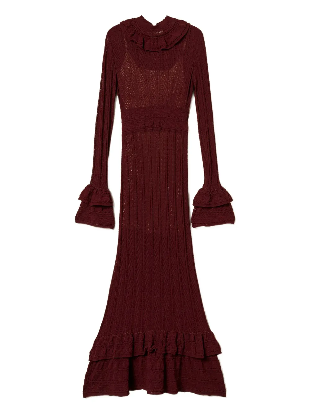 TWINSET Gebreide maxi-jurk met ruches Rood
