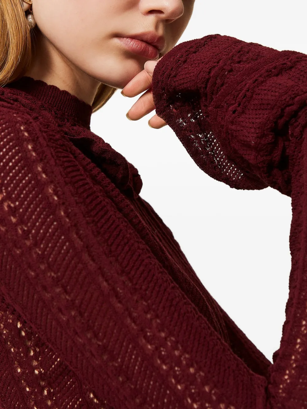 TWINSET Gebreide maxi-jurk met ruches Rood