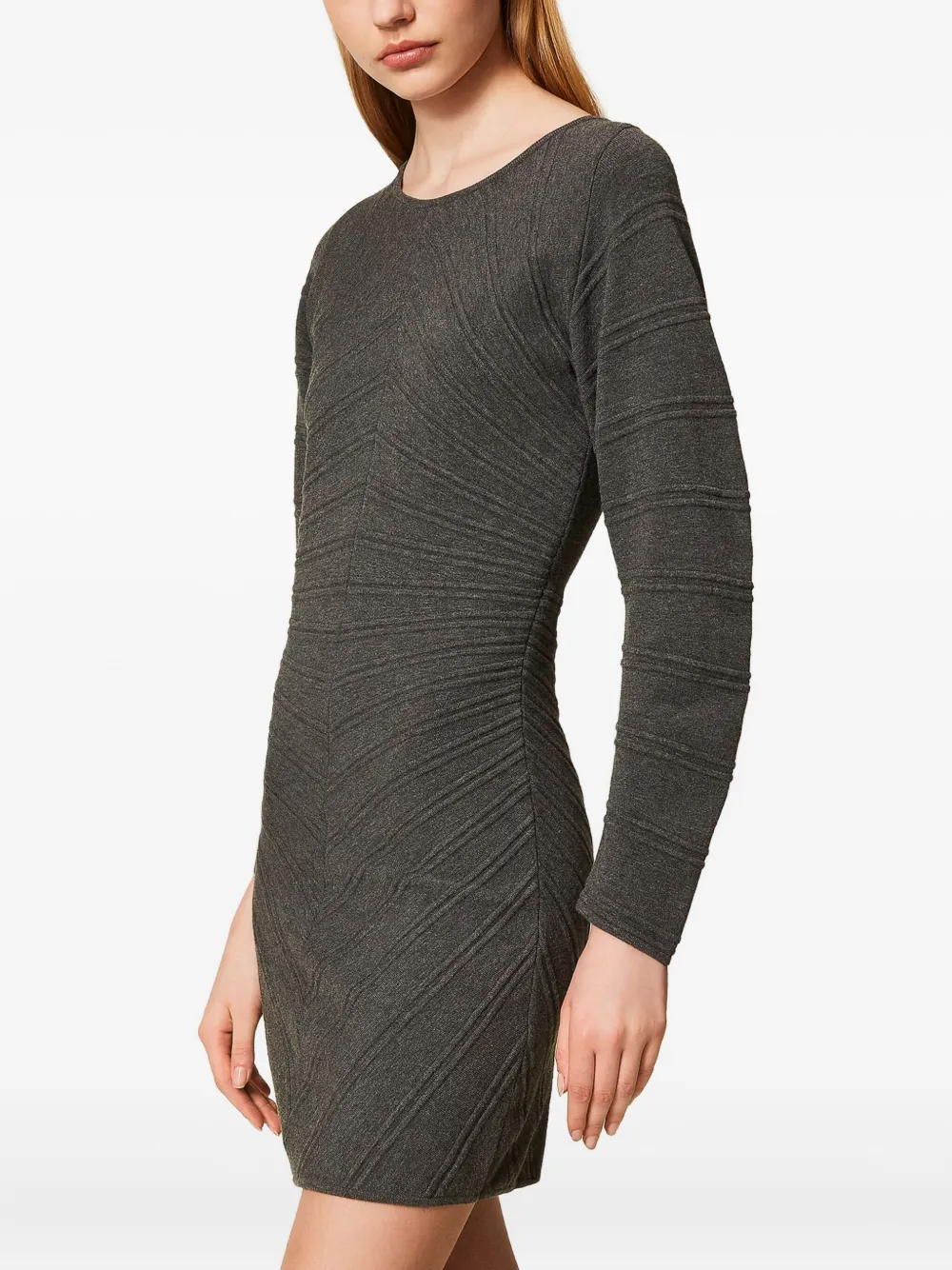 TWINSET Gebreide jurk met stikselpatroon Grijs