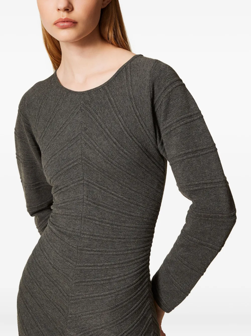 TWINSET Gebreide jurk met stikselpatroon Grijs