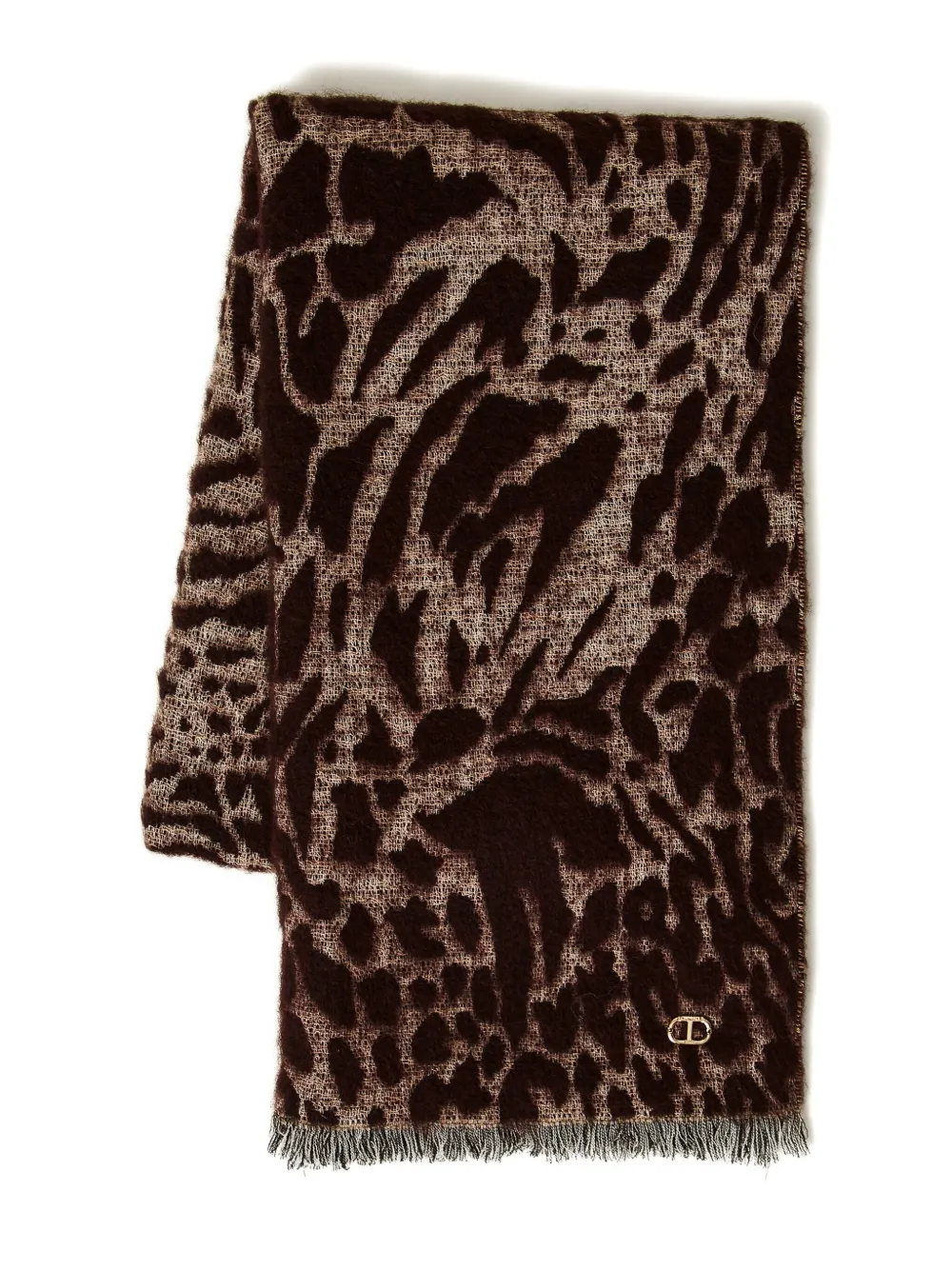 TWINSET animal-print woven scarf | Brown | Image 1