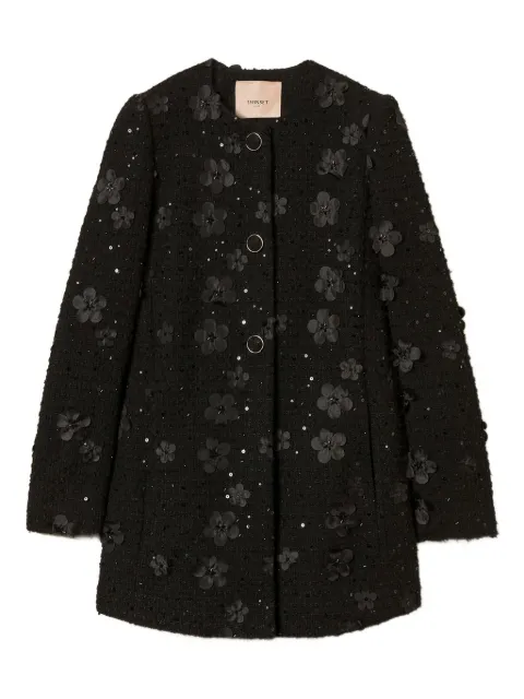 TWINSET flower-sequin embellished coat