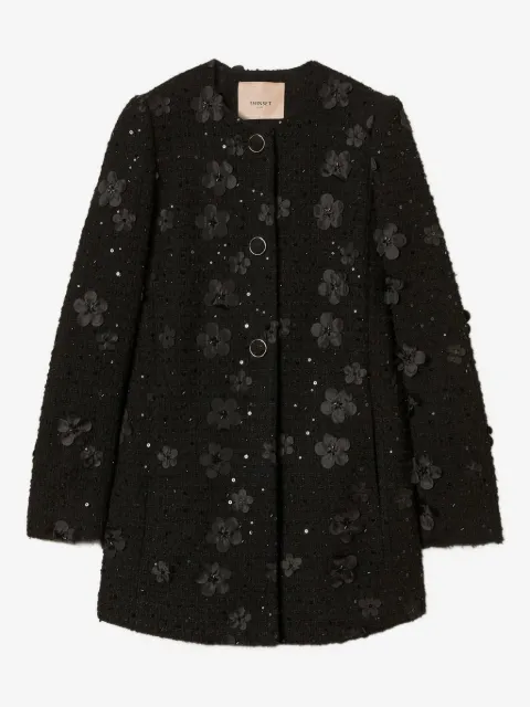 TWINSET flower-sequin embellished coat
