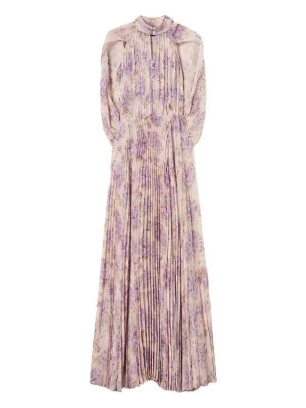 TWINSET Pleated floral-print Maxi Dress | Neutrals | FARFETCH