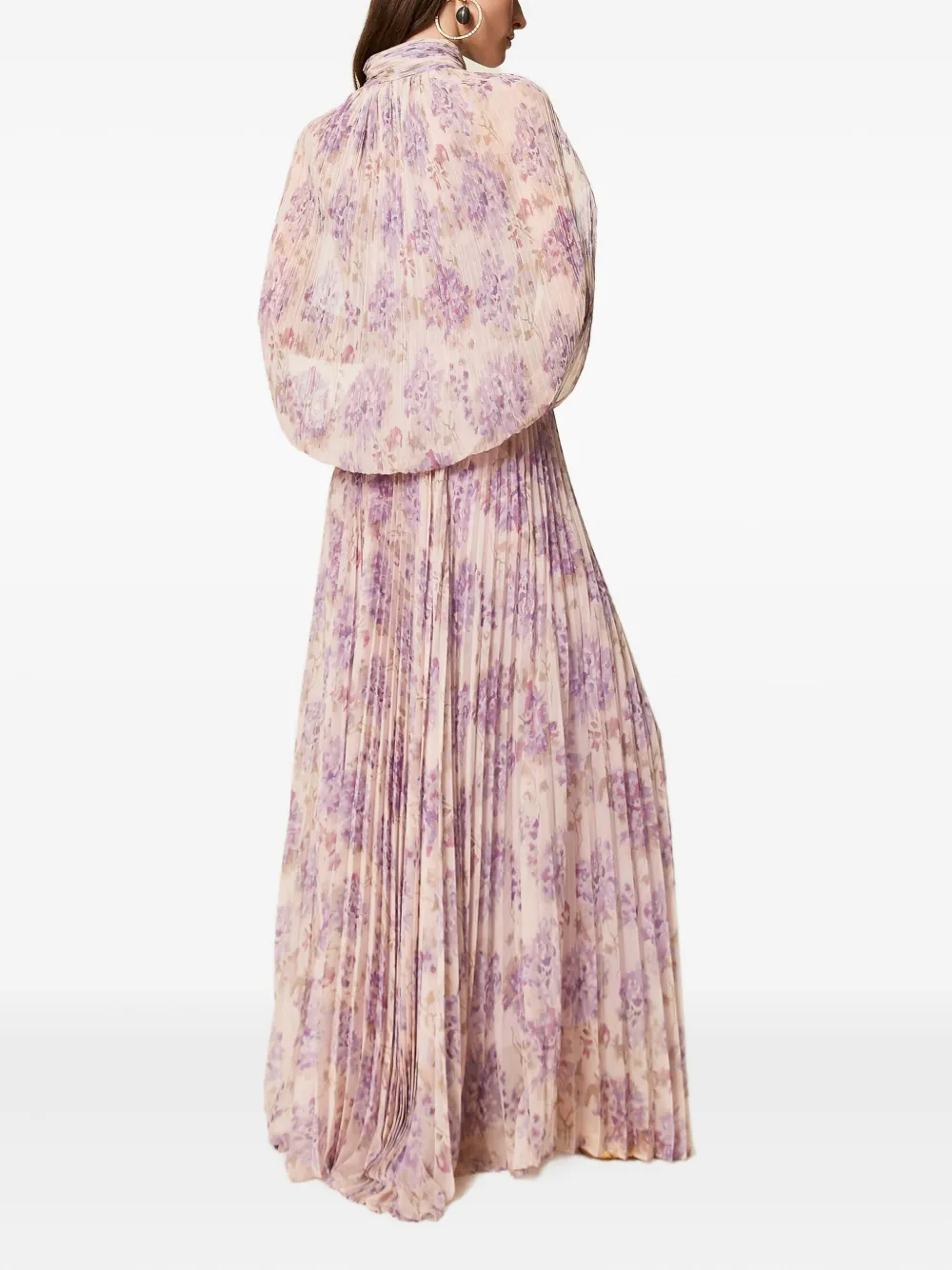 TWINSET Maxi-jurk met bloemenprint en plooien Beige