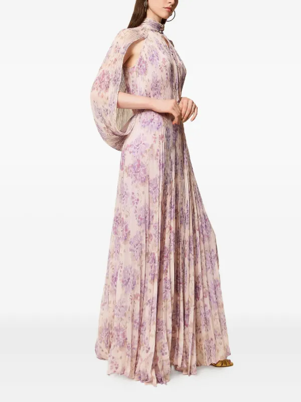 エステラケー　Floral Print Pleated Maxi Dress TWINSET Pleated floral-print Maxi Dress | Neutrals | FARFETCH