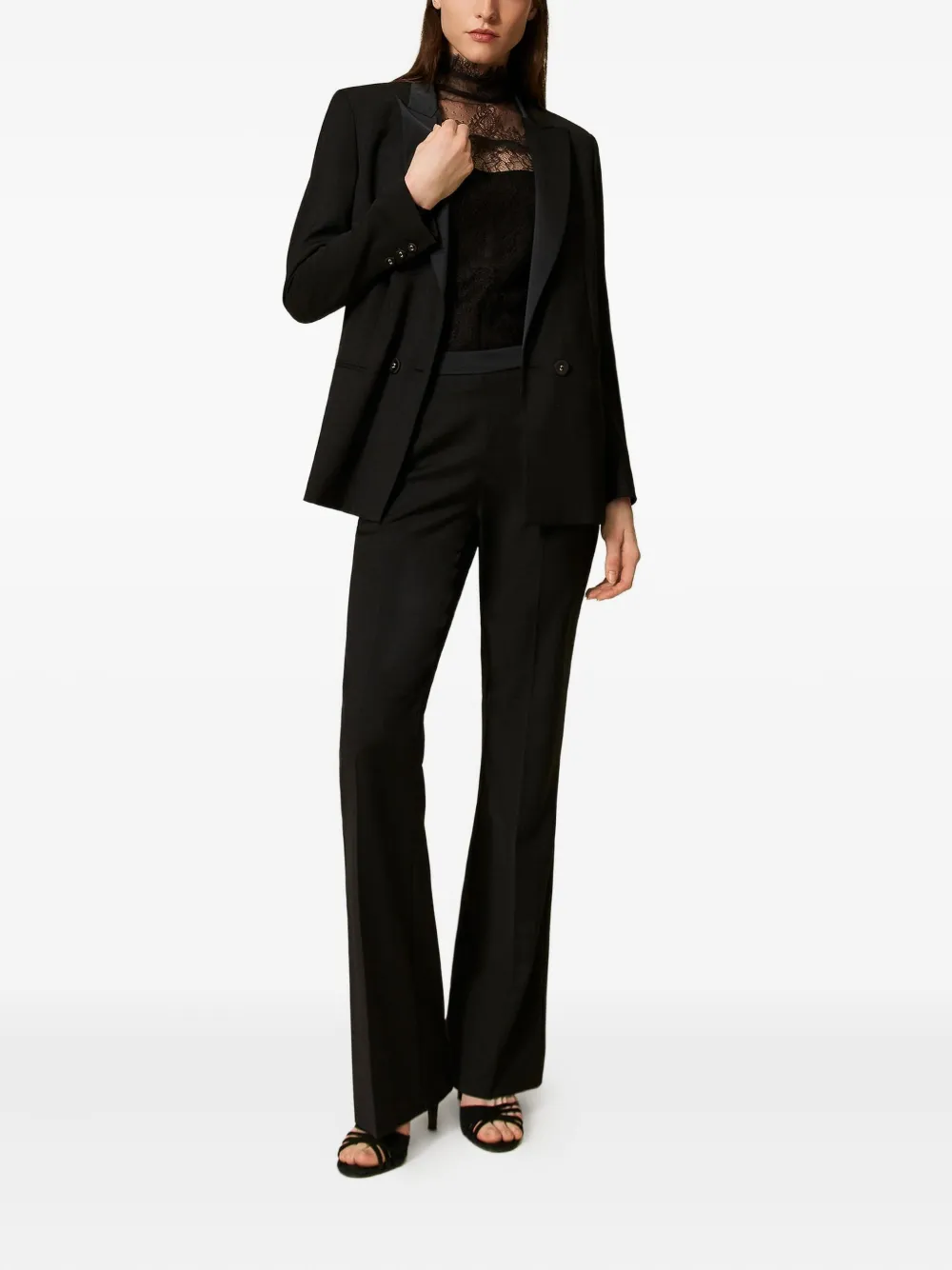 TWINSET Broek met satijnen detail - Zwart