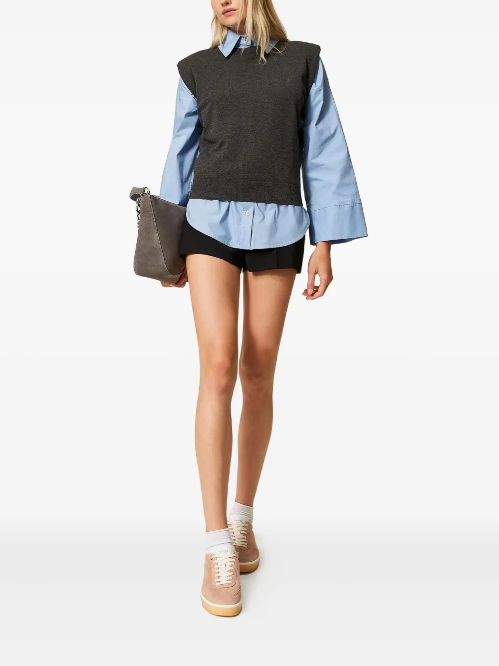 Twinset Padded-shoulder Vest In Gray