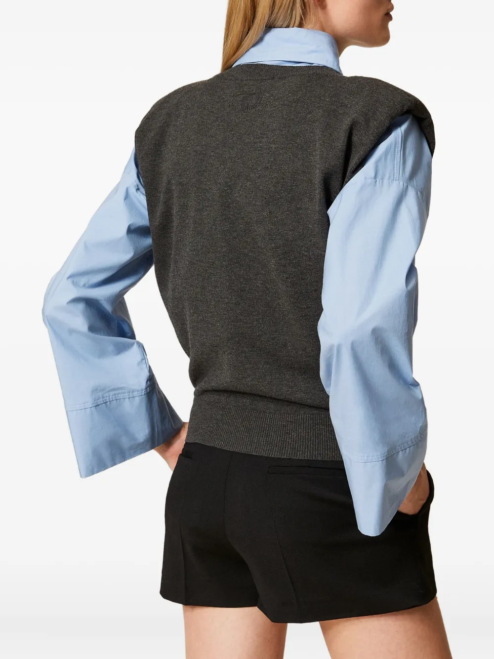 Twinset Padded-shoulder Vest In Gray