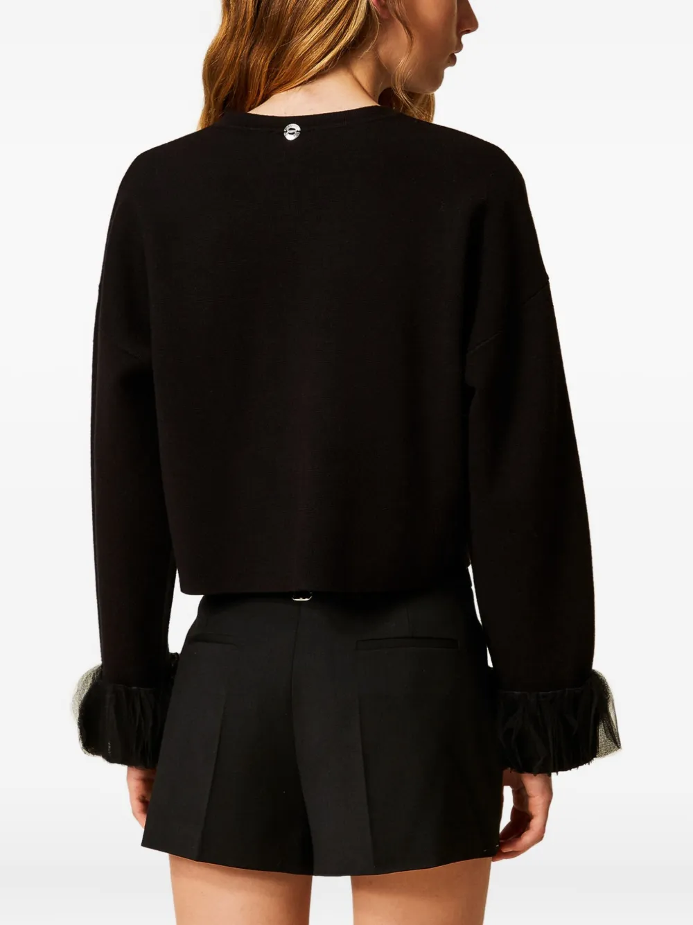 TWINSET Gebreid jack met organza cuffs Zwart