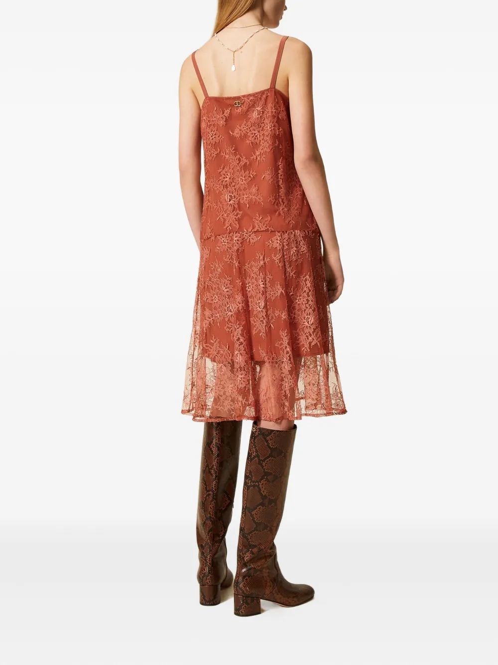TWINSET Midi-jurk met bloemenkant - Oranje