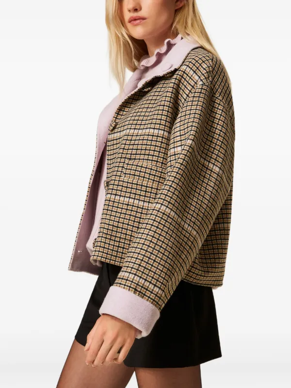 TWINSET Reversible Checked Jacket | Brown | FARFETCH
