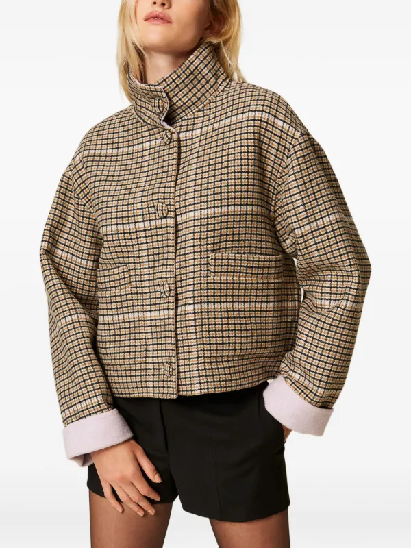 TWINSET Reversible Checked Jacket | Brown | FARFETCH