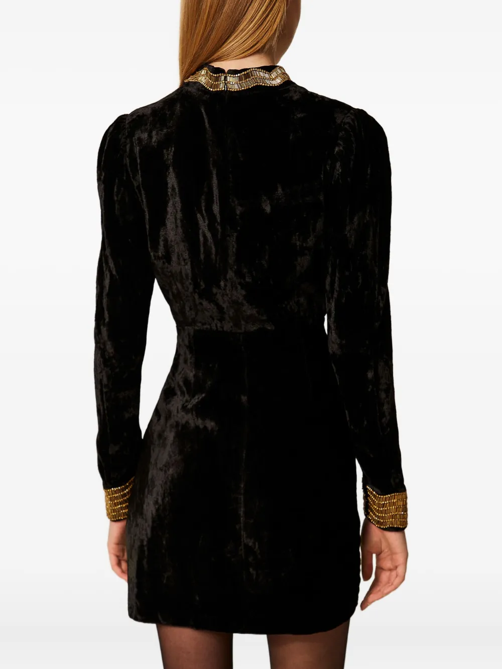 Twinset Embroidered Mini Dress In Black