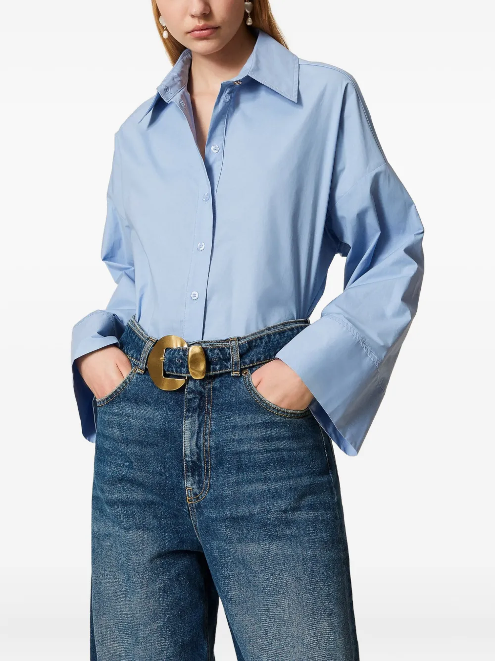 TWINSET Button-down blouse met wijde mouwen - Blauw