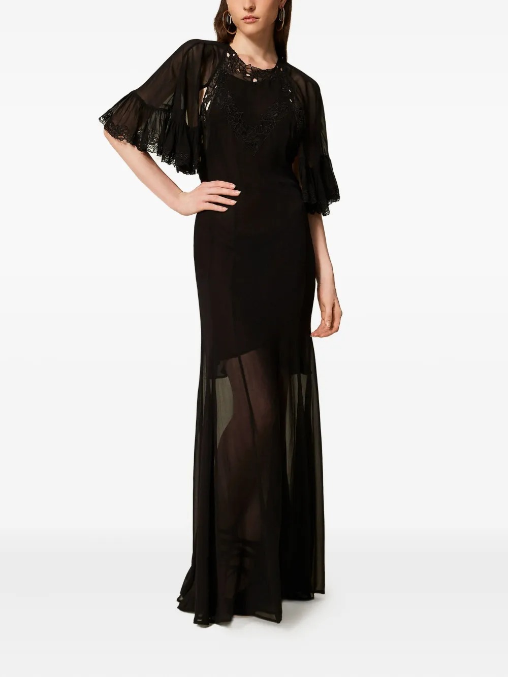 TWINSET Jurk met borduurwerk - Zwart