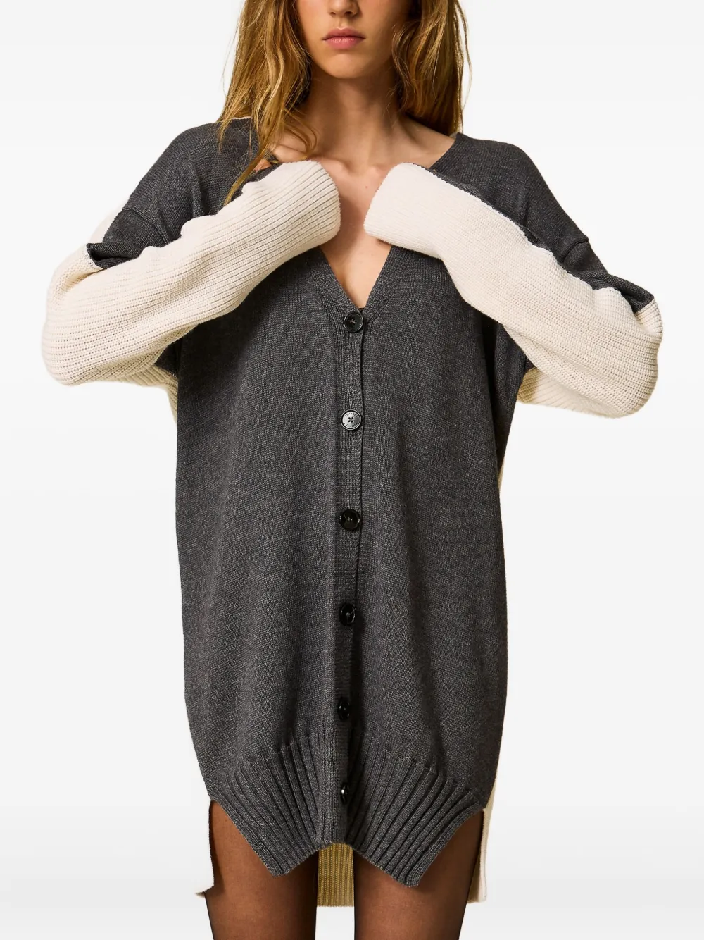Twinset Colour-block Cardigan In Gray