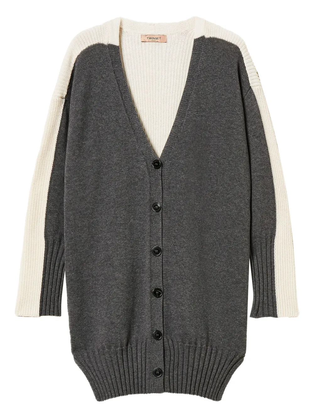 Twinset Colour-block Cardigan In Gray