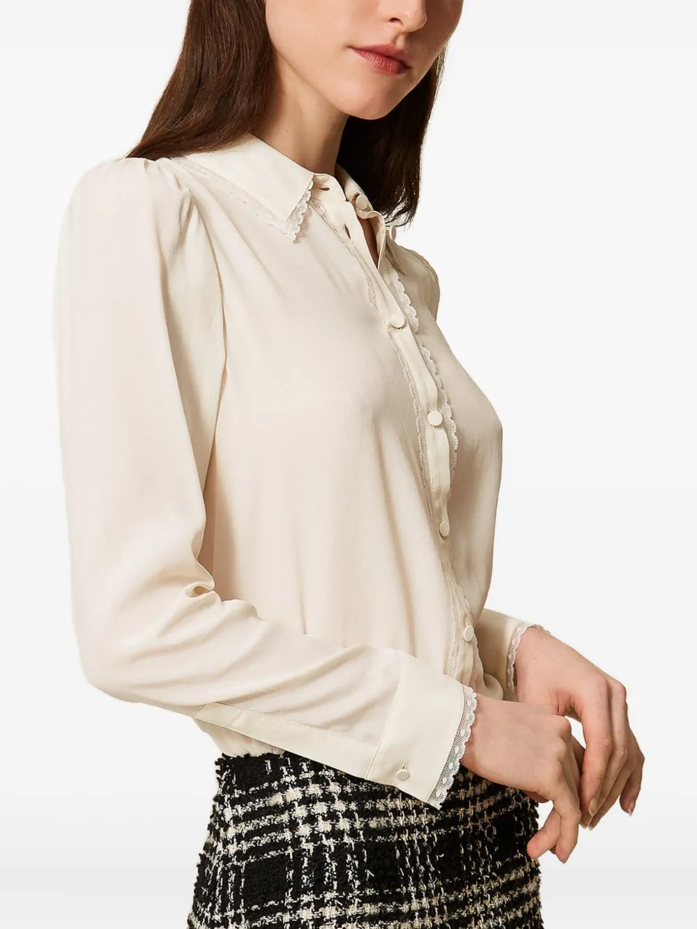 Twinset Crepe De Chine Shirt In Neutral