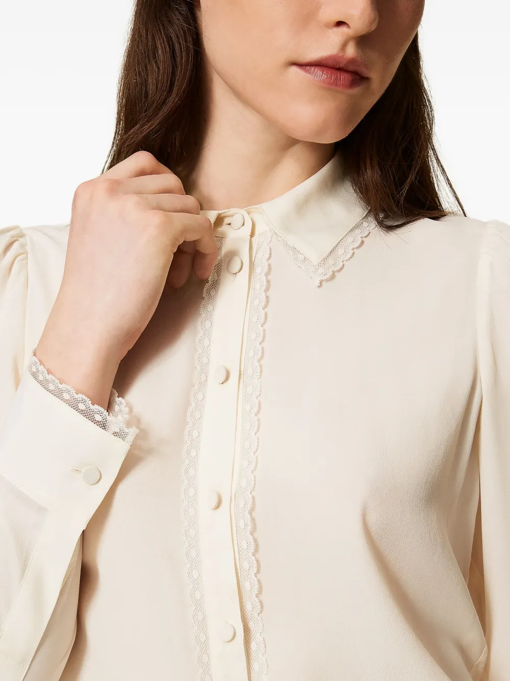 Twinset Crepe De Chine Shirt In Neutral