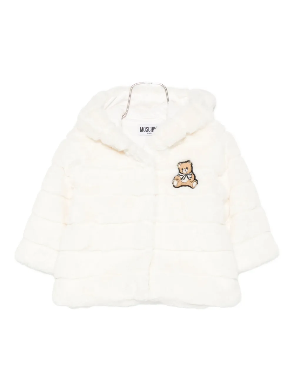 Moschino Teddy-embellished Hooded Jacket In White