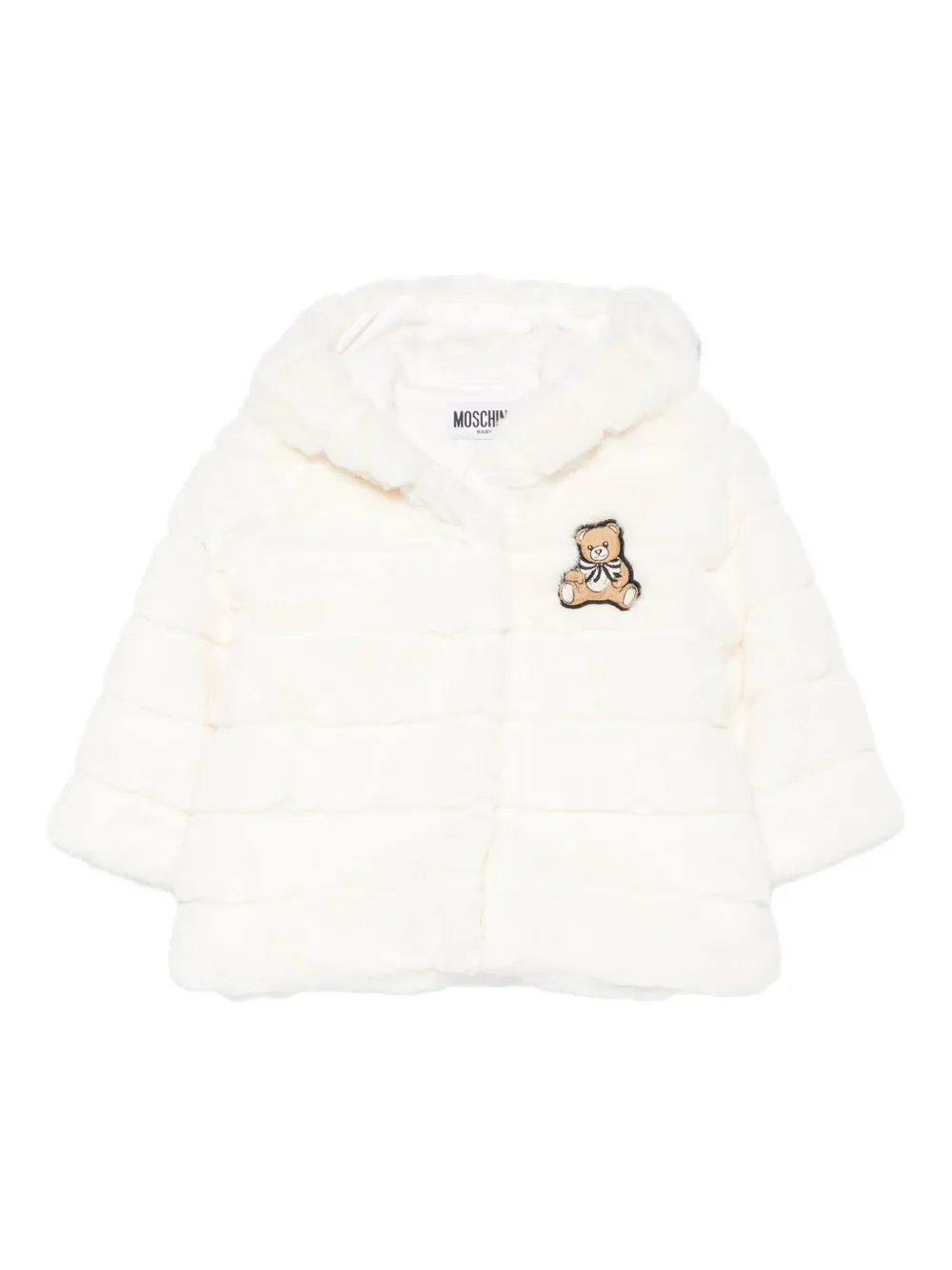 Moschino Kids teddy-embellished hooded jacket Wit