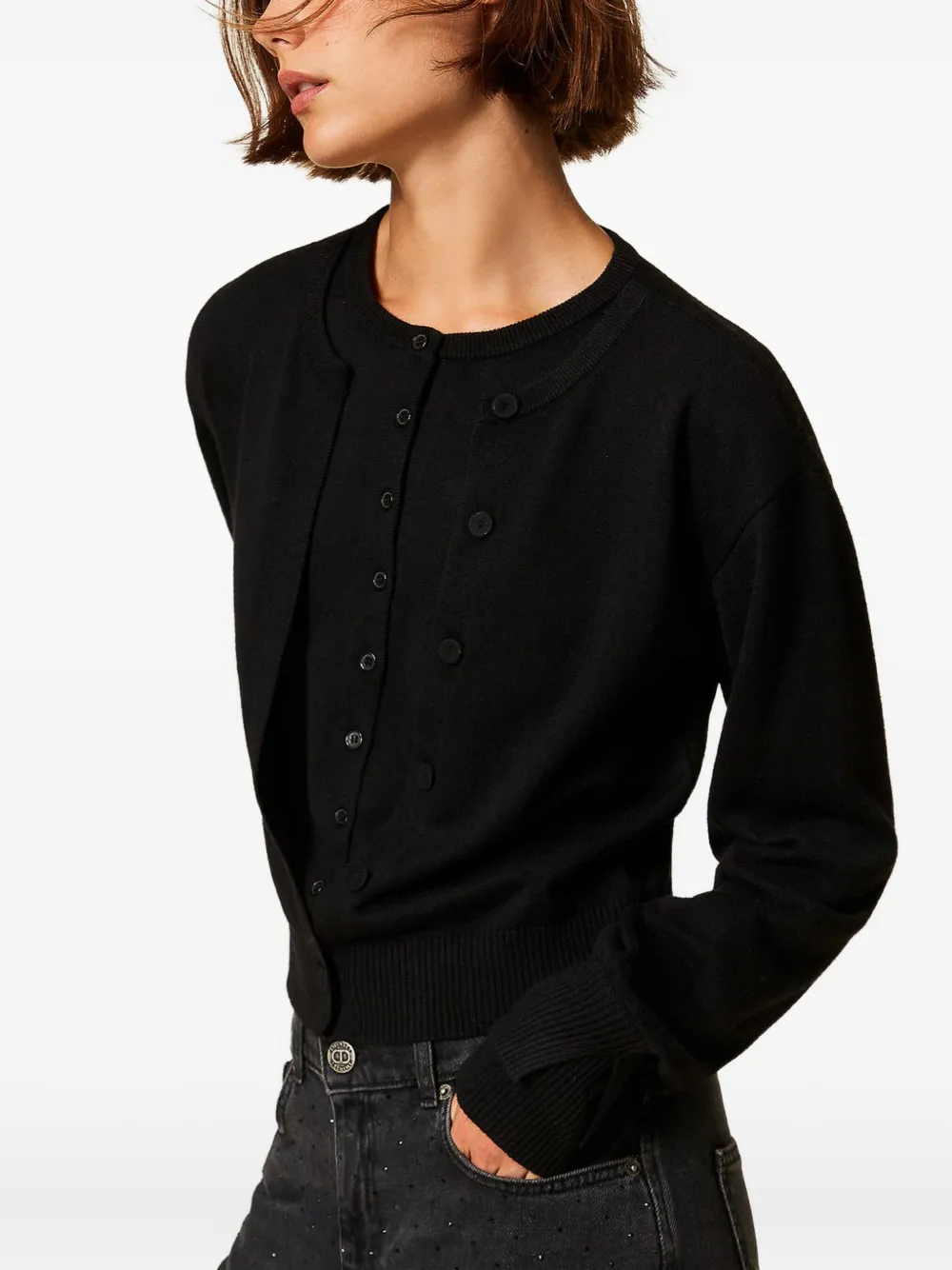 TWINSET Vest met dubbel kledingstuk-effect Zwart