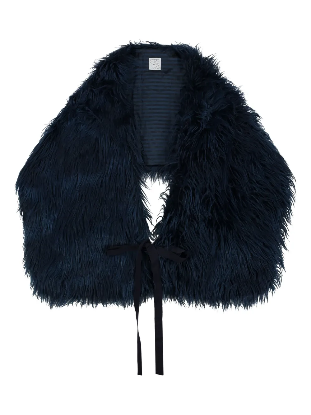 Stella Jean Faux-fur Tie Scarf In Blue