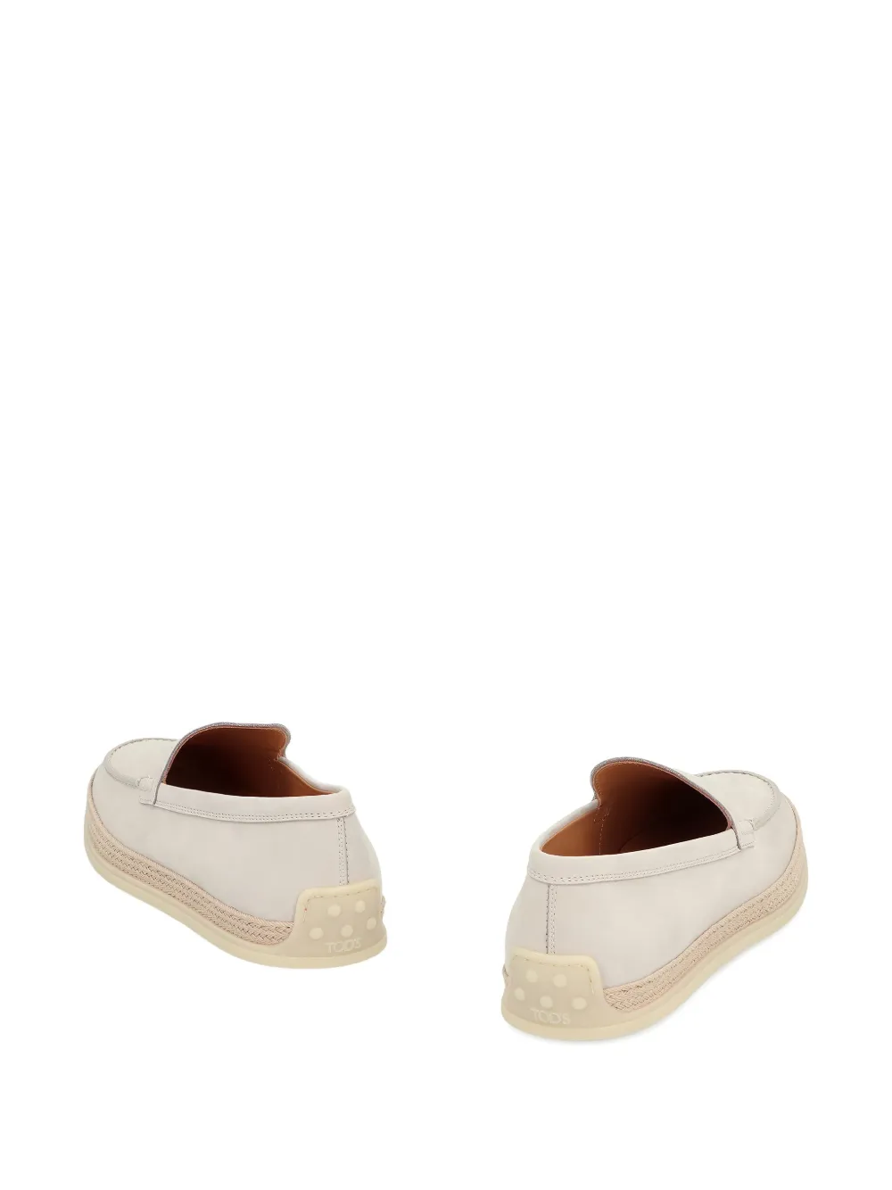 Tod's Leather Rope-trimmed-sole Loafers In Neutral
