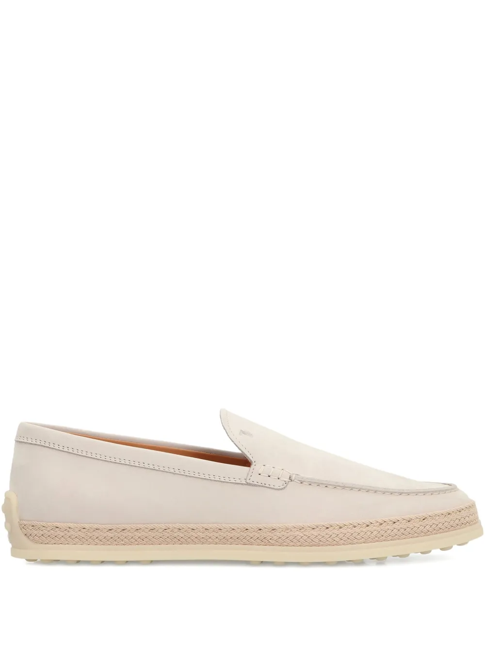 Tod's Leather Rope-trimmed-sole Loafers In Neutral