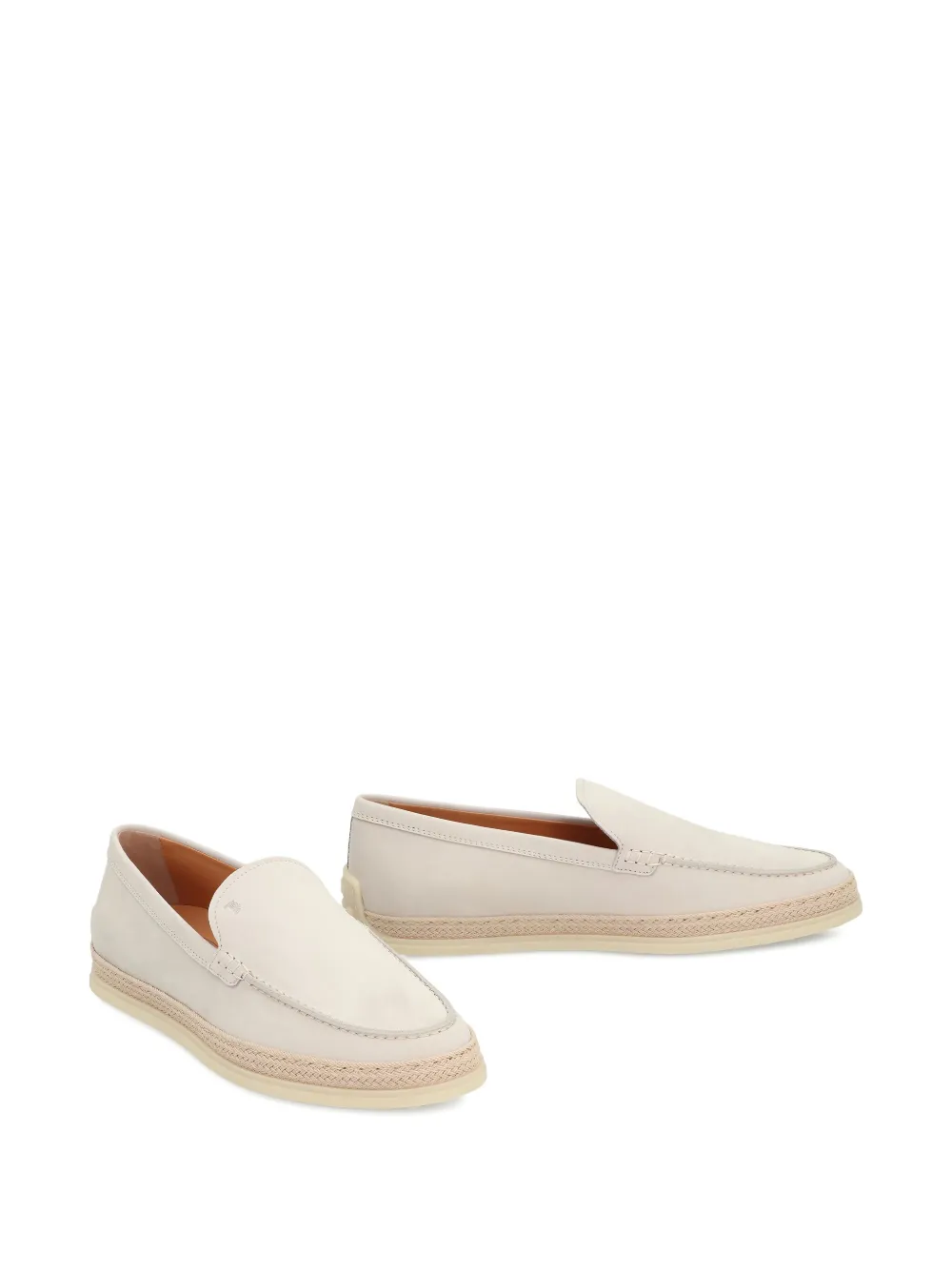 Tod's Leather Rope-trimmed-sole Loafers In Neutral