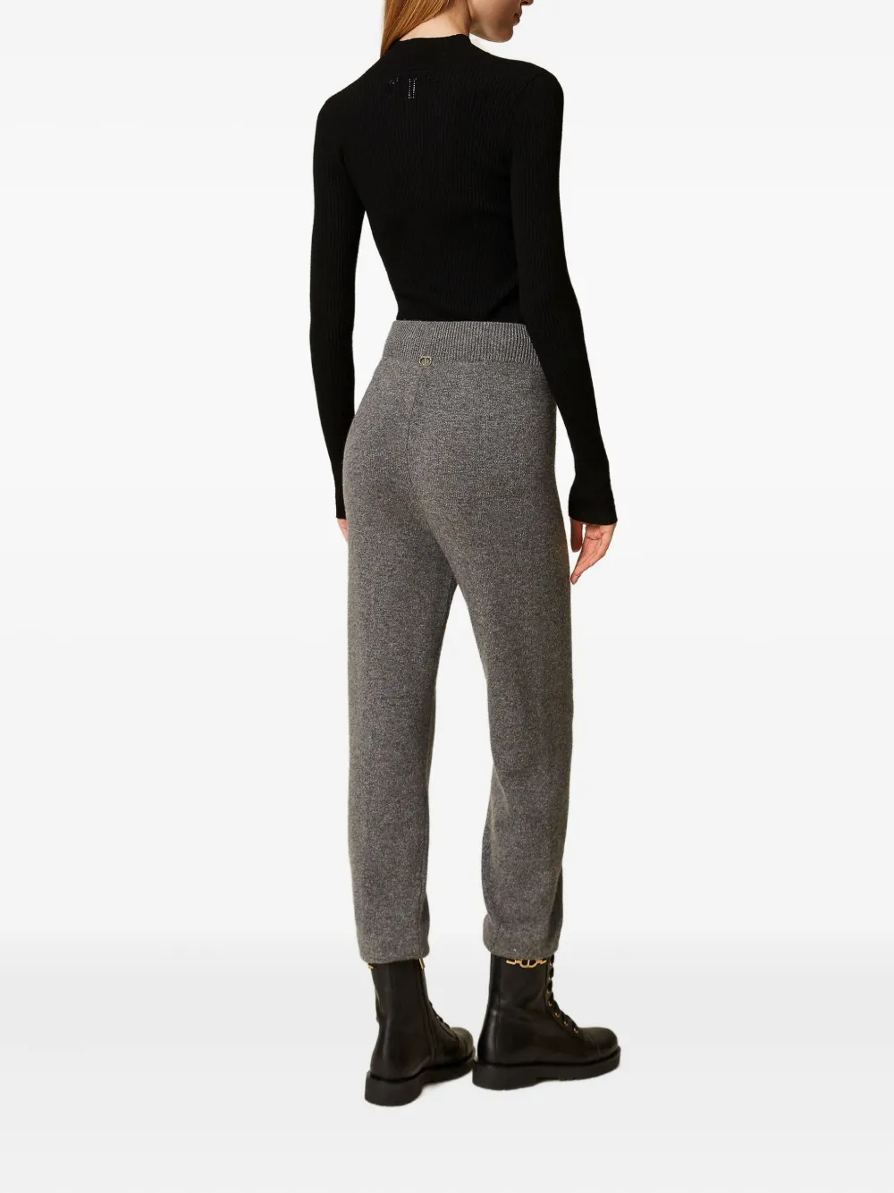 Twinset Knitted Drawstring-waist Pants In Gray
