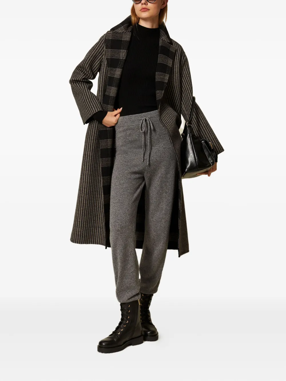 TWINSET Gebreide broek met trekkoordtaille - Grijs