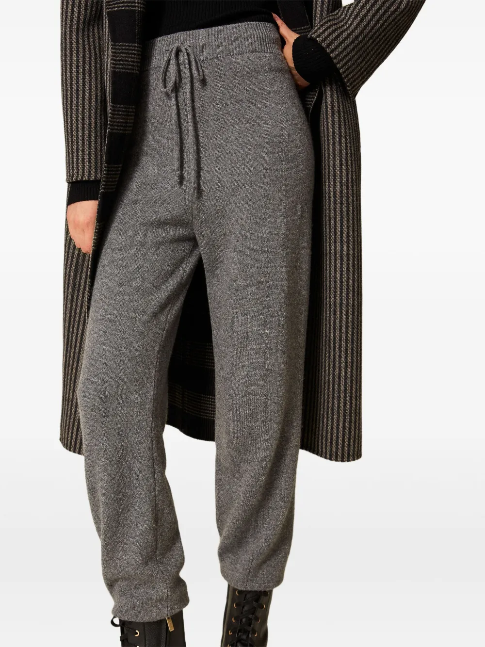 Twinset Knitted Drawstring-waist Pants In Gray