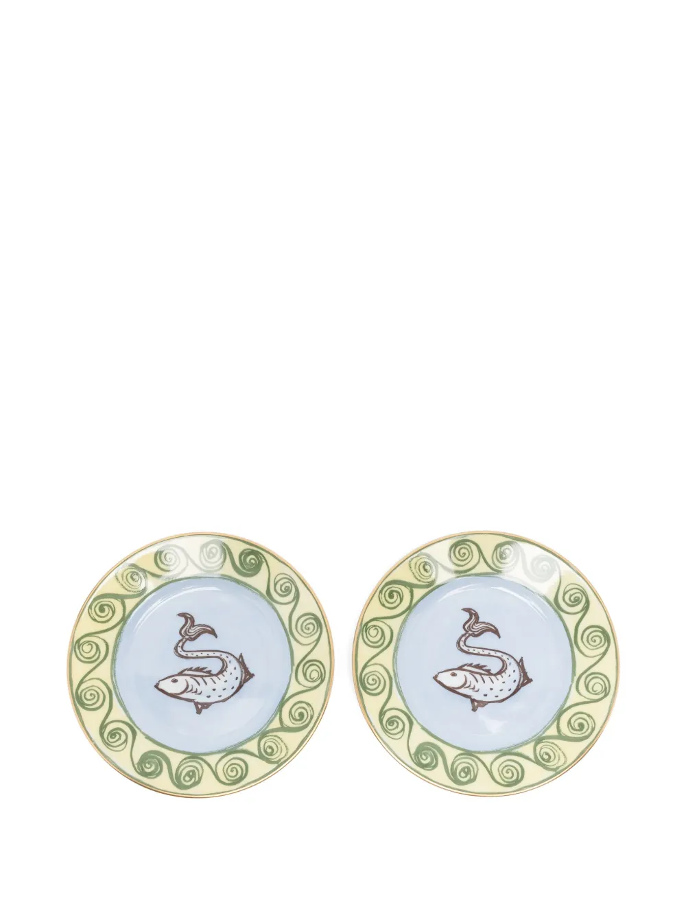 Ginori 1735 Fish-motif Porcelain Plates (set Of Two) In Multi