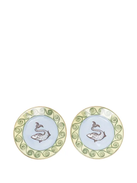 GINORI 1735 fish-motif porcelain plates (set of two)