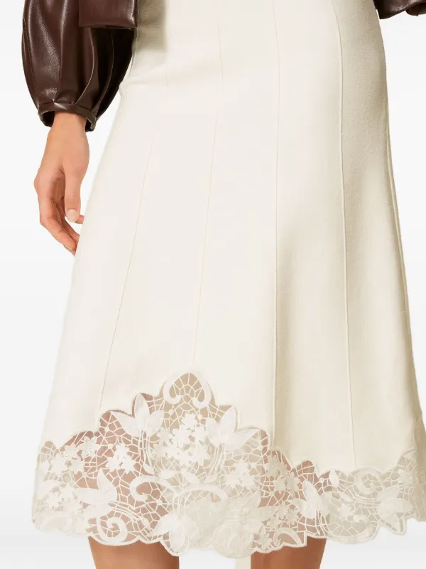 TWINSET Midi lace-trimmed Skirt | White | FARFETCH