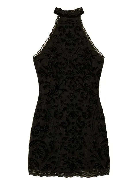 TWINSET halter-neck embroidered mini dress