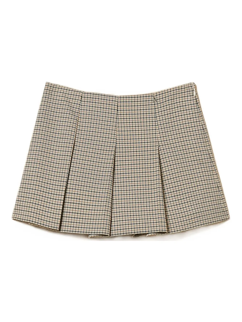 TWINSET houndstooth pleated mini skirt Beige