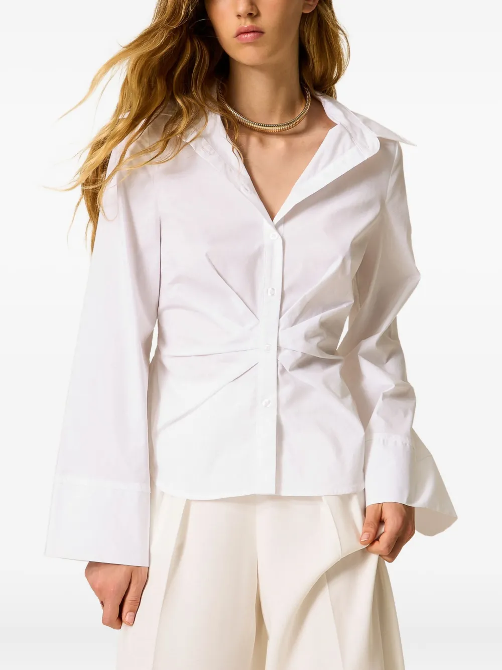 TWINSET Gedrapeerde blouse met knopen - Wit