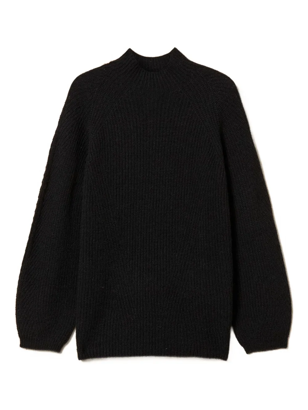 Twinset Turtleneck Ribbed Sweater In Black
