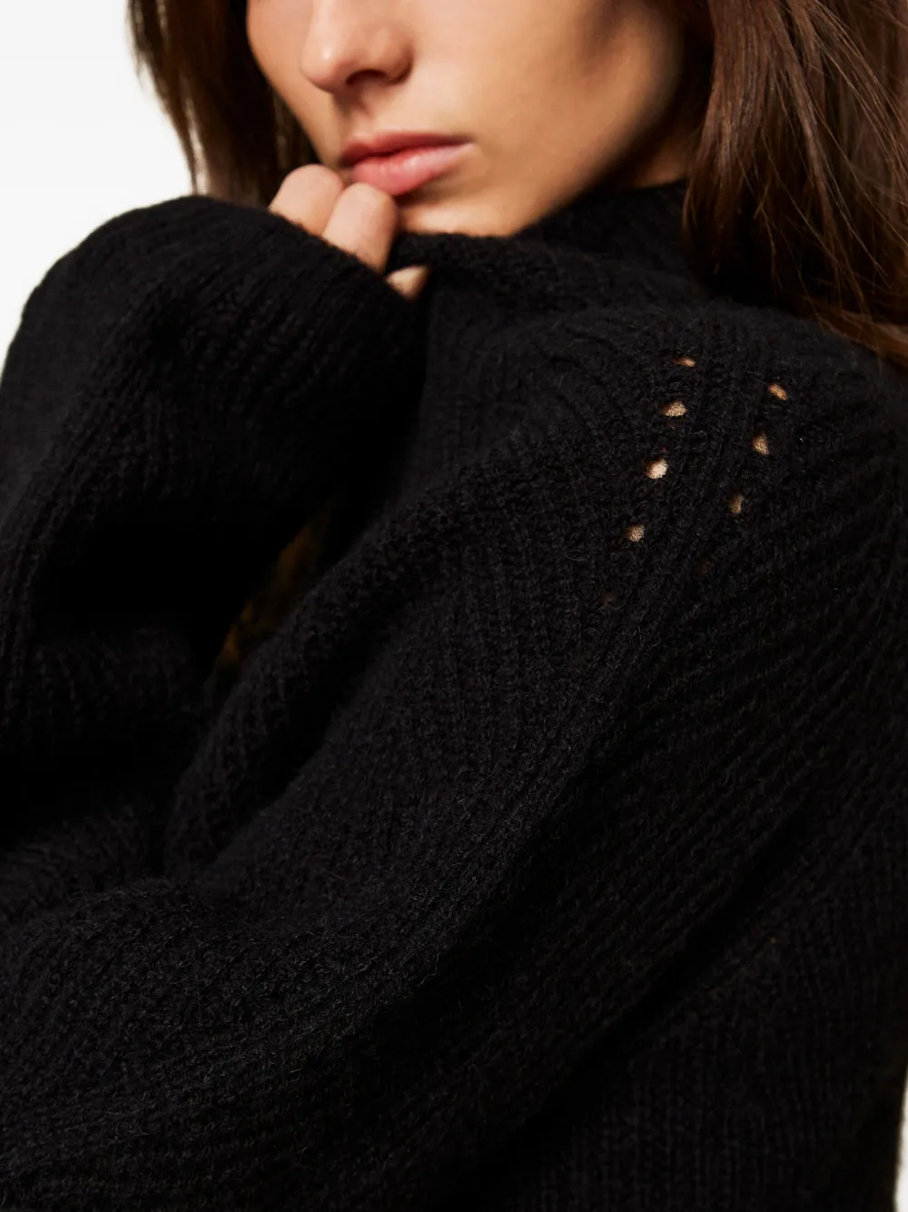 Twinset Turtleneck Ribbed Sweater In Black