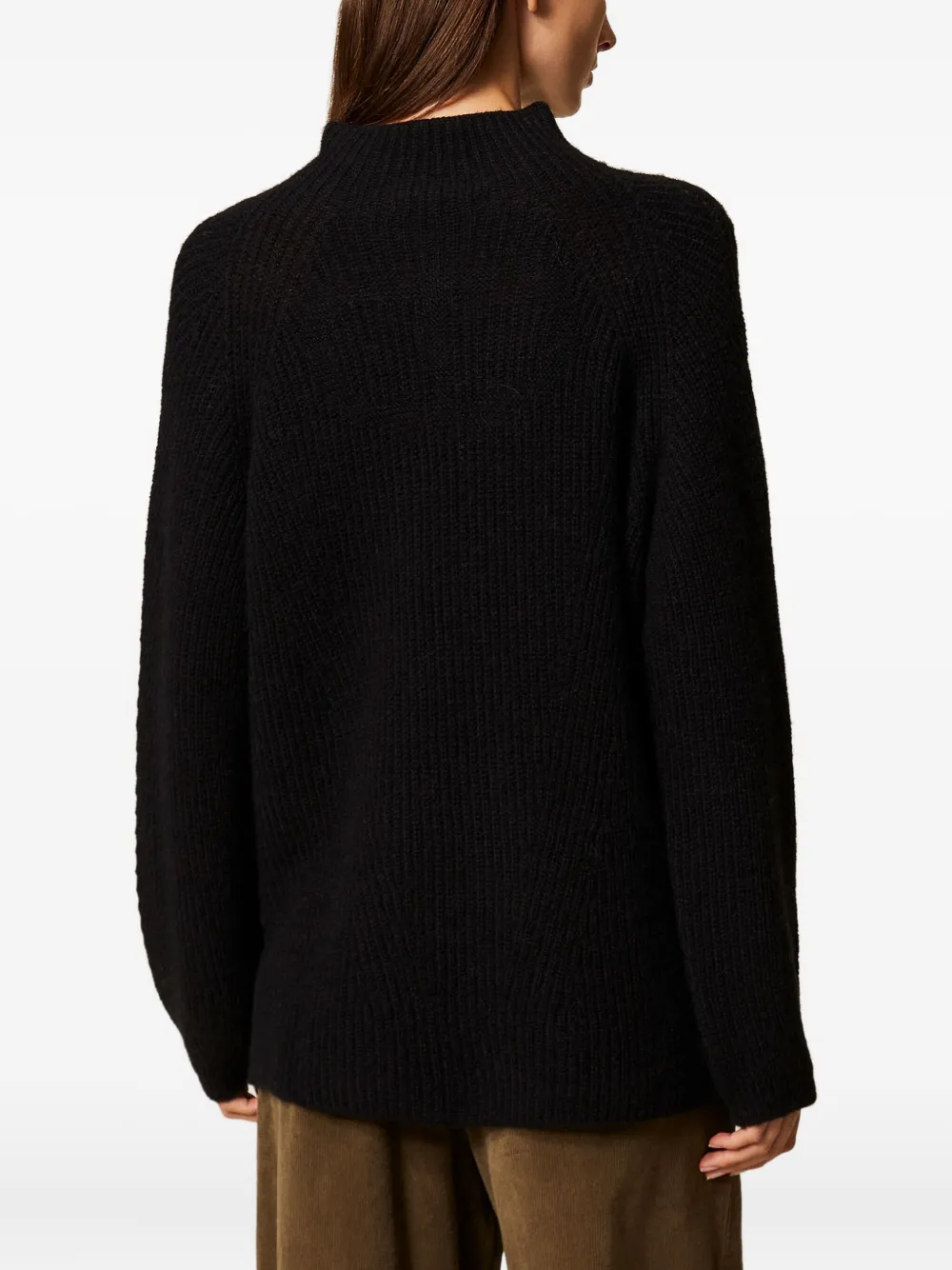 Twinset Turtleneck Ribbed Sweater In Black