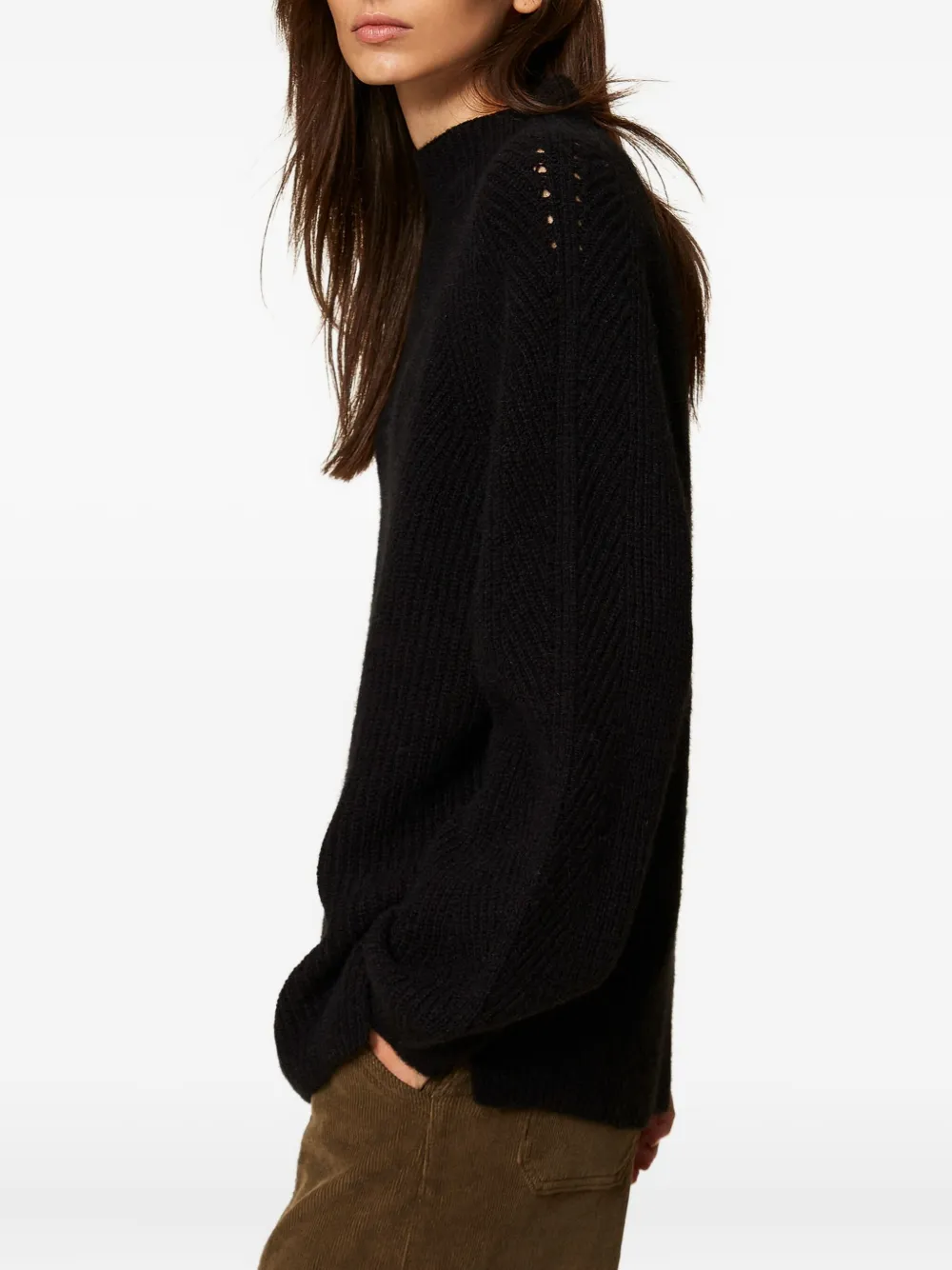 Twinset Turtleneck Ribbed Sweater In Black